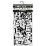 Stamperia, Stencil 4.72"X9.84", All Around, Letter and Feathers (KSTDL159)