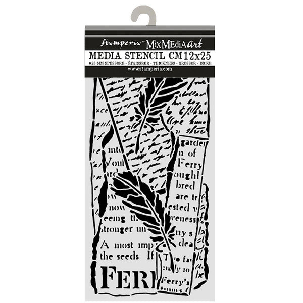Stamperia, Stencil 4.72"X9.84", All Around, Letter and Feathers (KSTDL159)