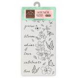 Stamperia Stencil 4.92"X9.84", Create Happiness Secret Diary, Flowers & Butterfly