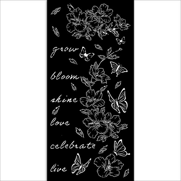Stamperia Stencil 4.92"X9.84", Create Happiness Secret Diary, Flowers & Butterfly