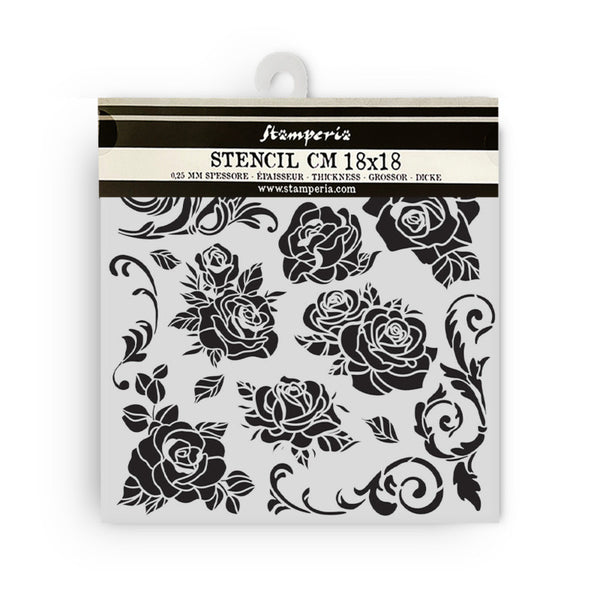 Stamperia Stencil, 7"X7", Shabby Rose Rose Pattern
