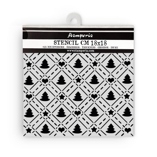 Stamperia, Thick Stencil 7.08"X7.08", Candy Christmas, Tree Pattern (KSTDQ123)