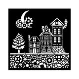 Stamperia, Stencil 7"X7", Gear Up For Christmas, Houses (KSTDQ129)