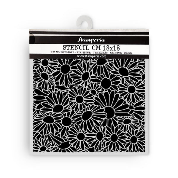 Stamperia, Stencil 7"X7", Daisy Art, Daisies Pattern (KSTDQ130)
