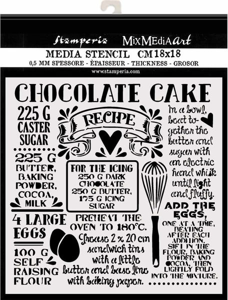 Stamperia, Thick Stencil 7.08"X7.08", Sweety, Chocolate Cake (KSTDQ59)