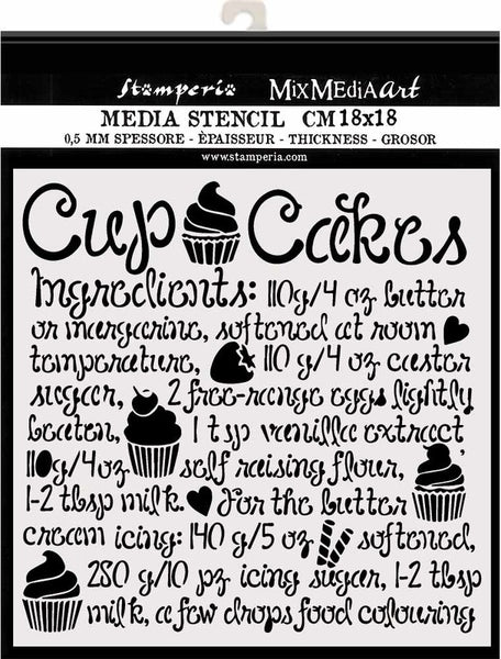 Stamperia Stencil, 7"x7", Sweety, Cupcake