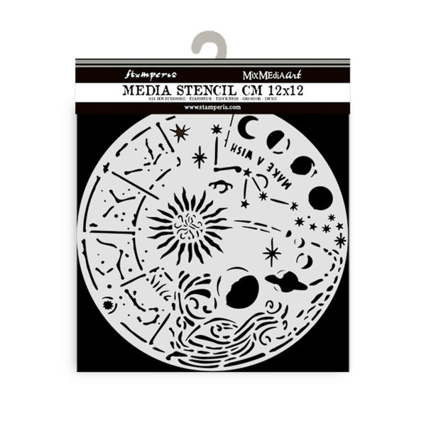 Stamperia, Thick Stencil 4.72"X 4.72", Cosmos Circle (KSTDS21)