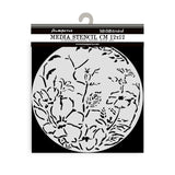 Stamperia, Thick Stencil 4.72"X 4.72", Round Frame With Flowers (KSTDS25)