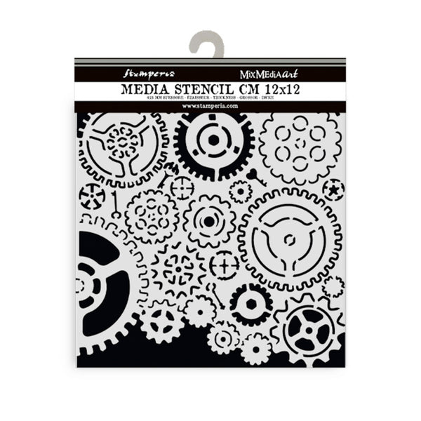 Stamperia, Thick Stencil 4.72"X 4.72", Gears Pattern (KSTDS27)