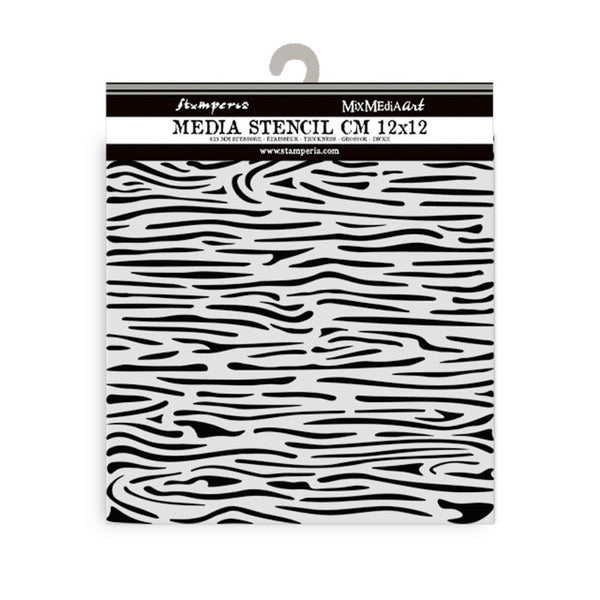 Stamperia, Thick Stencil 4.72"X 4.72", Silent Sea, Wood Pattern (KSTDS46)