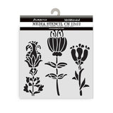 Stamperia, Thick Stencil 4.72"X 4.72", Furry Friends, Stylized Flowers (KSTDS63)