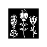 Stamperia, Thick Stencil 4.72"X 4.72", Furry Friends, Stylized Flowers (KSTDS63)