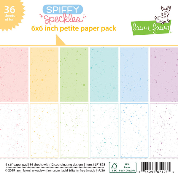 Lawn Fawn Single-Sided Petite Paper Pack 6"X6" 36/Pkg, Spiffy Speckles, 12 Designs/3 Each (LF1868)