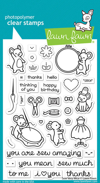 Lawn Fawn Clear Stamps 4"X6", Sew Very Mice (LF3061)