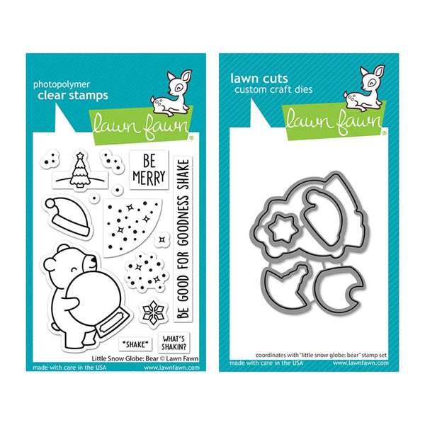Lawn Fawn Clear Stamps & Dies Combo, Little Snow Globe:  Bear (LF3274 & LF3275)