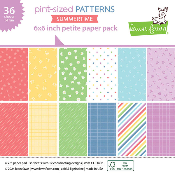Lawn Fawn Double-Sided Petite Paper Pack 6"X6" 36/Pkg, Summertime, 12 Designs/3 Each (LF3406)