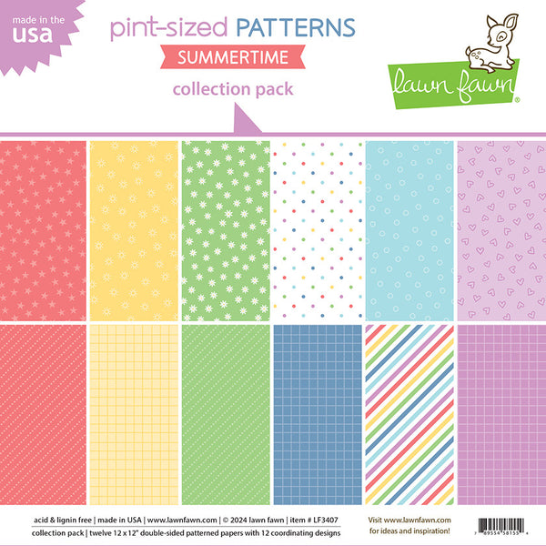 Lawn Fawn Double-Sided Petite Paper Pack 12"X12" 36/Pkg, Summertime, 12 Designs/3 Each