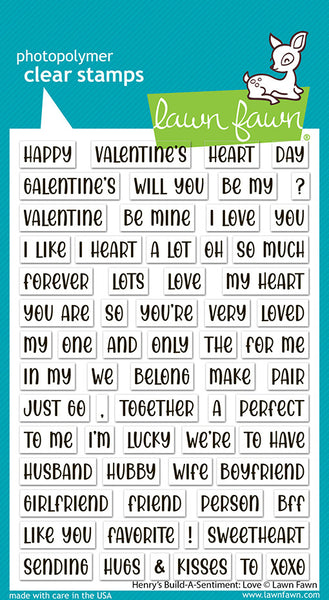 Lawn Fawn, Lawn Fawn Clear Stamps 4"X6", Henry's Build-A-Sentiment: Love (LF3605)