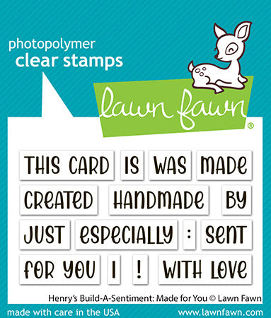 Lawn Fawn, Clear Stamp, Henry's Build-a-Sentiment: Made For You (LF3606)