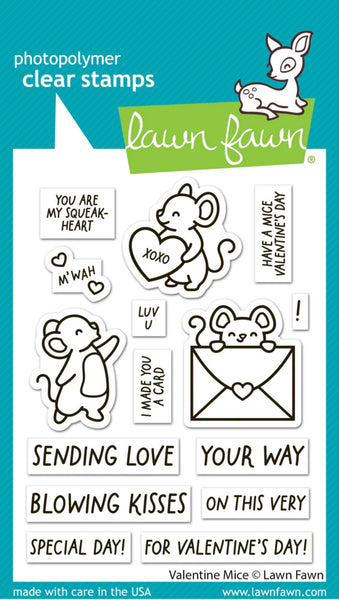 Lawn Fawn, Clear Stamps, Valentine Mice (LF3608)