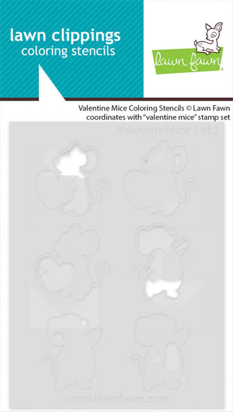 Lawn Fawn, Lawn Clippings Coloring Stencils, Valentine Mice (LF3610)