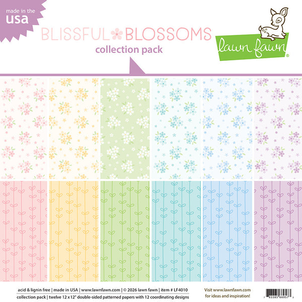 Lawn Fawn Collection Paper Pack 12"x12", Blissful Blossoms (LF4010)