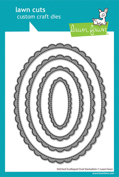 Lawn Fawn, Lawn Cuts Custom Craft Die, Stitched Scalloped Oval Stackables (LF4050)