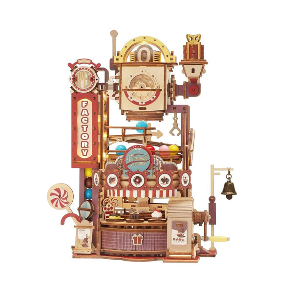 ROKR 3D Mechanical Wooden Puzzle, Marble Run: Chocolate Factory