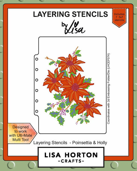 Lisa HortonCraft, Layering Stencils, Poinsettia & Holly