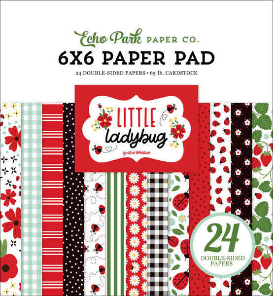 Echo Park Double-Sided Paper Pad 6"X6" 24/Pkg, Little Ladybug, 12 Designs/2 Each