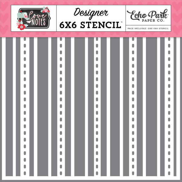 Echo Park Stencil 6"X6", Love Notes, Smitten Stripes