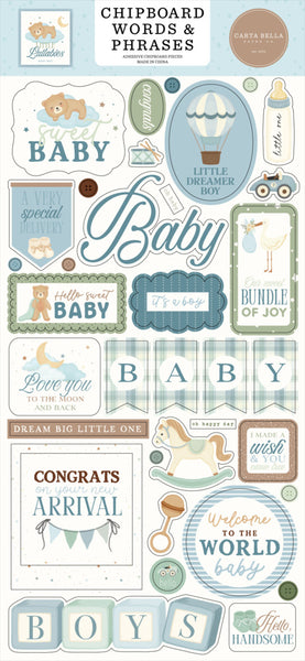 Carta Bella, Adhesive Chipboard Words & Phrases 6"X13", Little Lullabies, Baby Boy (CBLUB485022)
