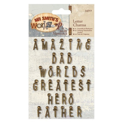 Papermania Mr Smith's Workshop Collection, Letter Charms (34pcs)