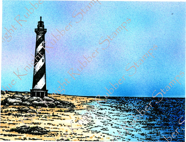 Blue Knight Rubber Stamps by Heidi Pettie, Lighthouse on the Beach