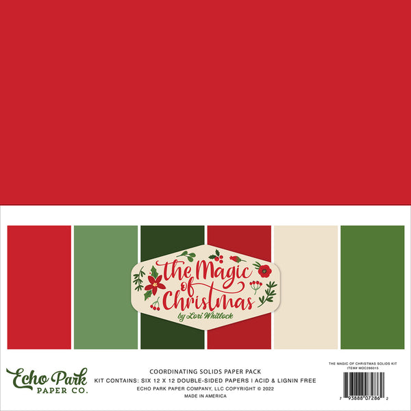 Echo Park Double-Sided Solid Cardstock Kit 12"X12" 6/Pkg, The Magic of Christmas