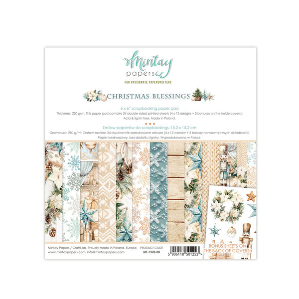 Mintay Papers, 6"X6" Paper Set, Christmas Blessings
