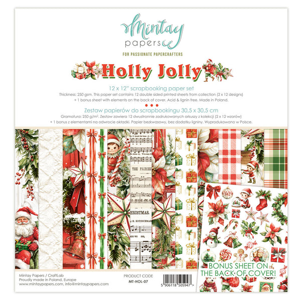 Mintay Papers, 12X12 Paper Pad, Holly Jolly (MT-HOL-07)