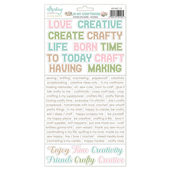 Mintay Papers, 6X12 Paper Stickers, In My Craftroom, Words