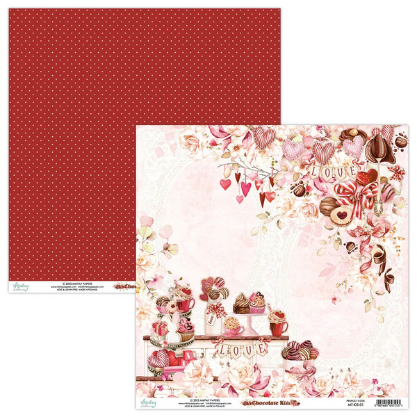 Mintay Papers, 12X12 Patterned Paper, Chocolate Kiss (MT-KIS-01) - Scrapbooking Fairies