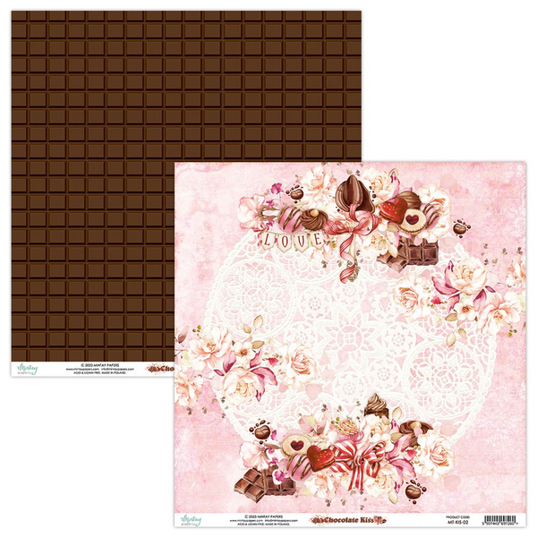 Mintay Papers, 12X12 Patterned Paper, Chocolate Kiss (MT-KIS-02) - Scrapbooking Fairies