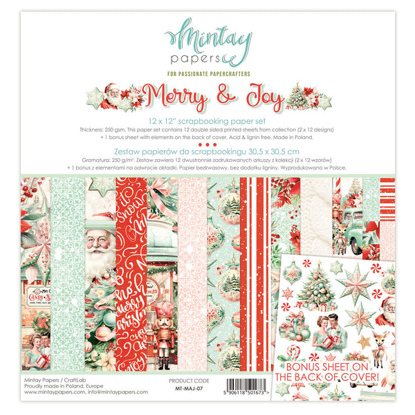 Mintay Papers, 12X12 Paper Set, Merry & Joy