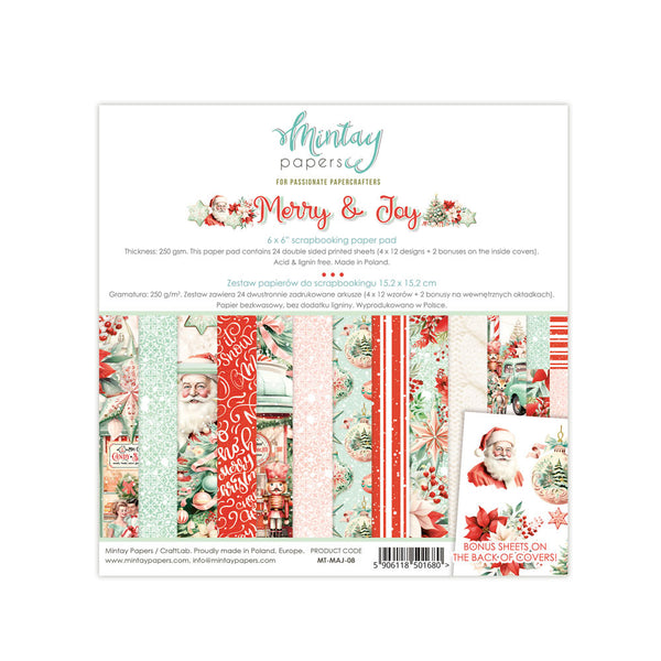 Mintay Papers, 6X6 Paper Pad, Merry & Joy