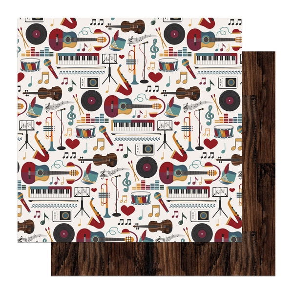 PhotoPlay, Music Notes, Double-Sided Cardstock 12"X12", Instruments