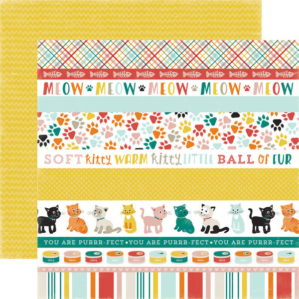 Echo Park, Meow, Double-Sided Cardstock 12"X12", Cat Border Strips