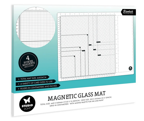Studio Light, Magnetic Glass Mat 4 Magnets Included Essentials 450x350x10mm 1 PC nr.01 - Scrapbooking Fairies