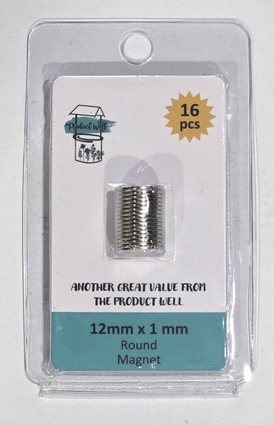 The Product Well, 12mm x 1mm Round Magnets, 16 pieces