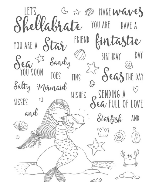 Honey Bee Stamps, 6"X8" Clear Stamps & Dies Combo, Mermaid Song