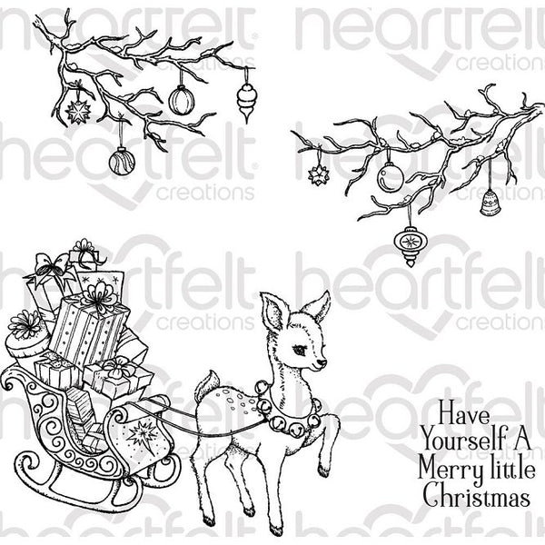 Heartfelt Creations, Merry and Bright Collection, Cling Stamps & Dies Set Combo, Merry Little Christmas