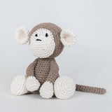 Hoooked Amigurumi DIY Kit W/Eco Barbante Yarn, Monkey Mace - Taupe