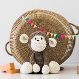 Hoooked Amigurumi DIY Kit W/Eco Barbante Yarn, Monkey Mace - Taupe